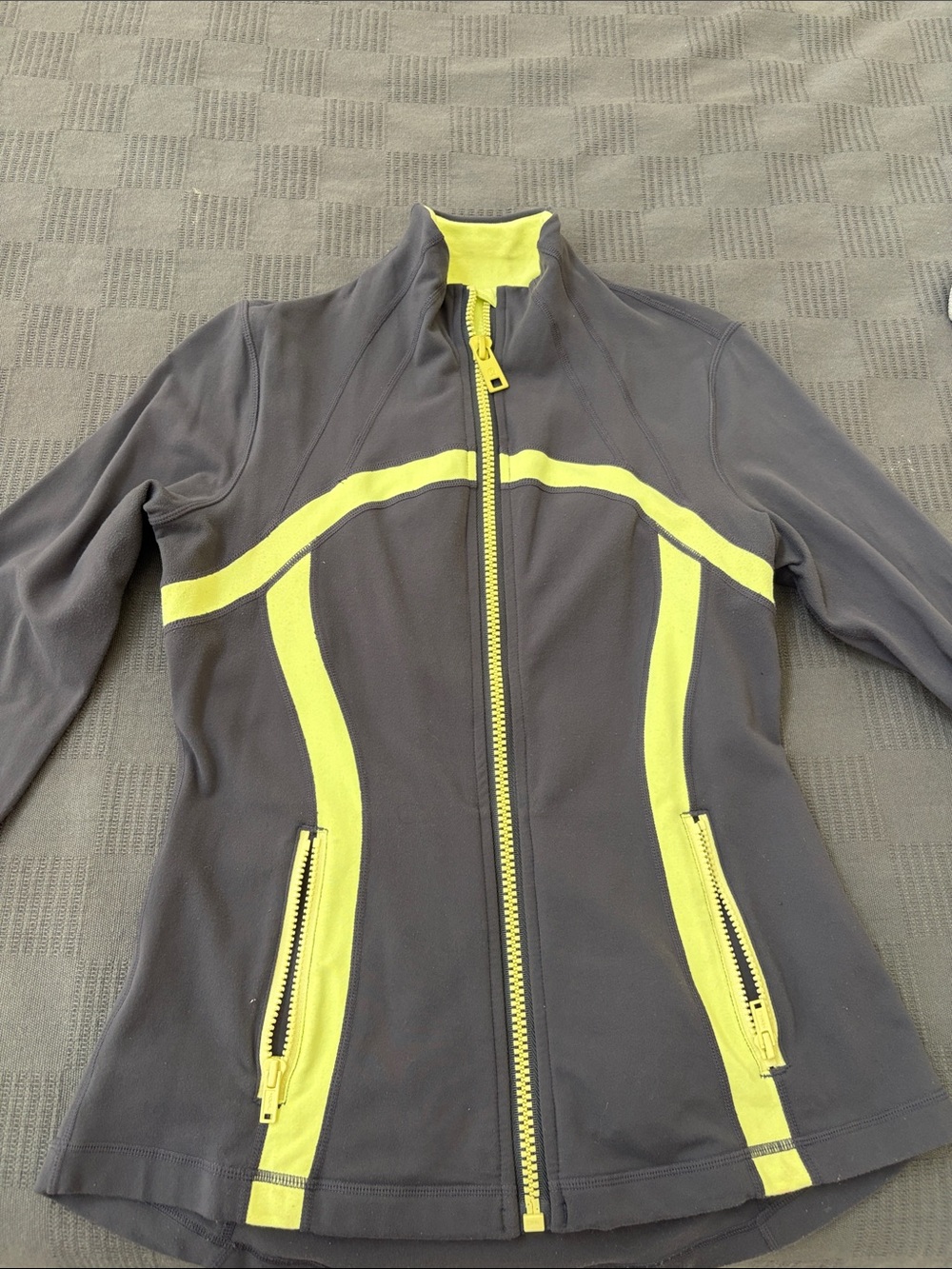 lululemon athletica Charcoal Gray Jacket with Lime Trim